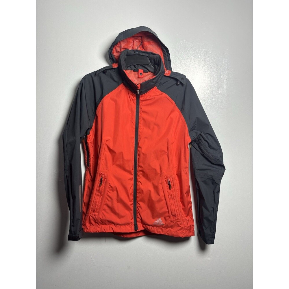 Adidas Climaproof Windbreaker Jacket Orange/Black Men's M Full Double Zip Lined